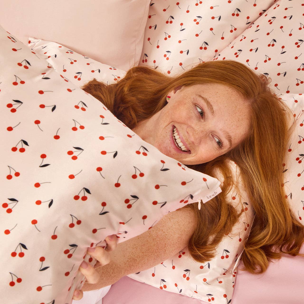 KITSCH - Satin Pillowcase Standard - Cherry Print