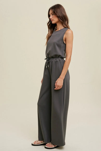 Charcoal Tank Sleeve & Wide Leg Romper