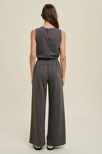 Charcoal Tank Sleeve & Wide Leg Romper