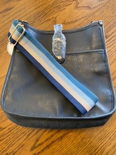 Vegan Leather Crossbody Bag - Blue Strap