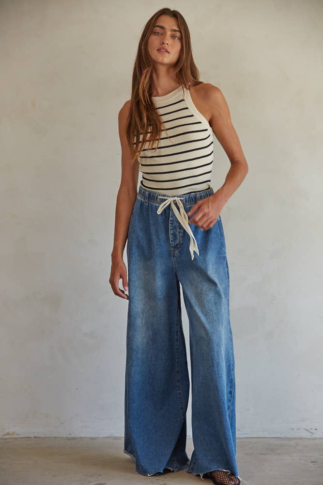 Ribbed Striped Sweater Tank Top
