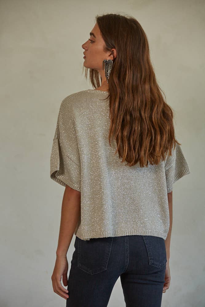 Knit Round Neck Sparkle Sweater