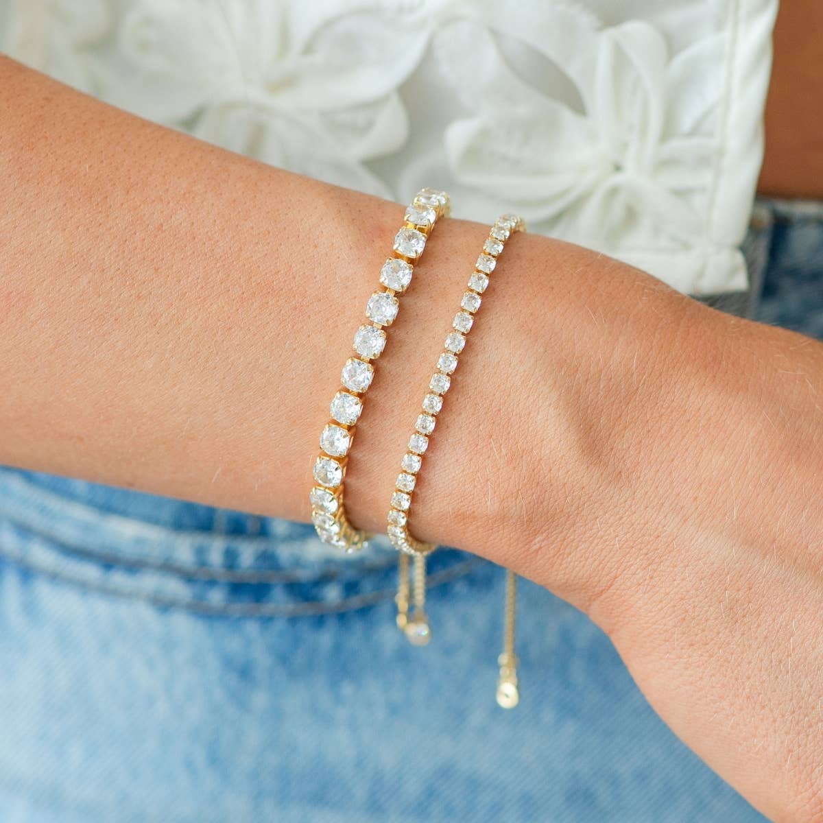 Pulley Tennis Bracelet: Gold