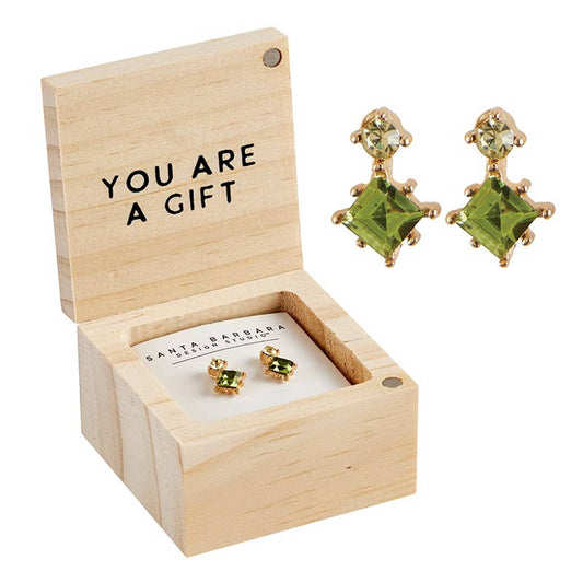 Christmas You are a Gift Treasure Box Earrings-Green Star