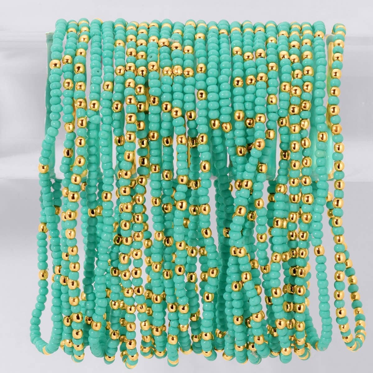 Solid Color 2mm Seed Bead Bracelets: Aquamarine