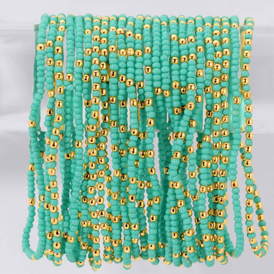 Solid Color 2mm Seed Bead Bracelets: Aquamarine