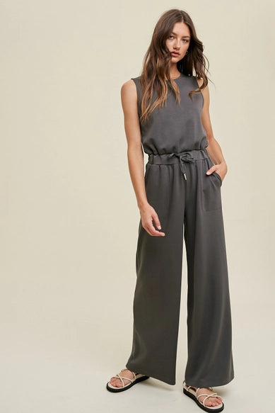 Charcoal Tank Sleeve & Wide Leg Romper