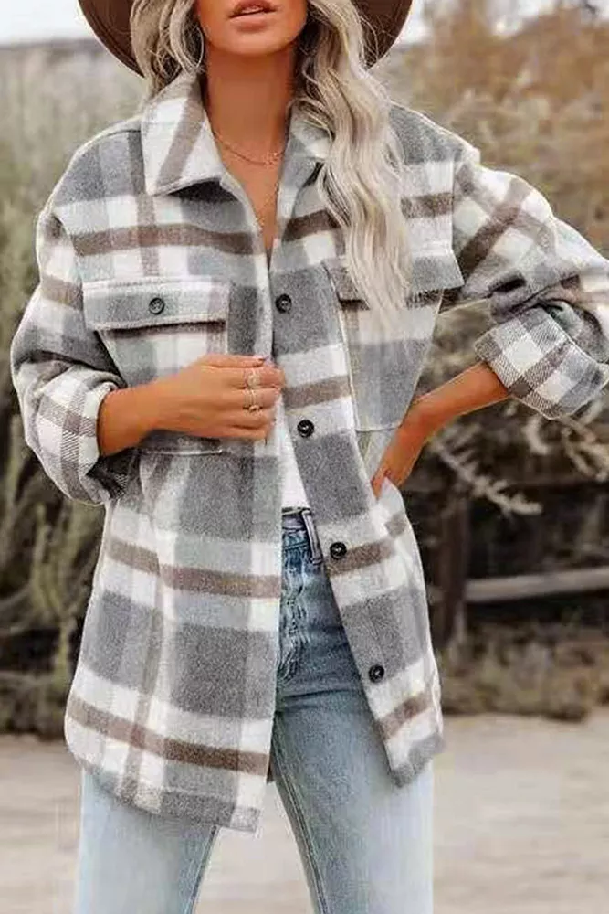 Plaid Flannel Shacket Jacket Women