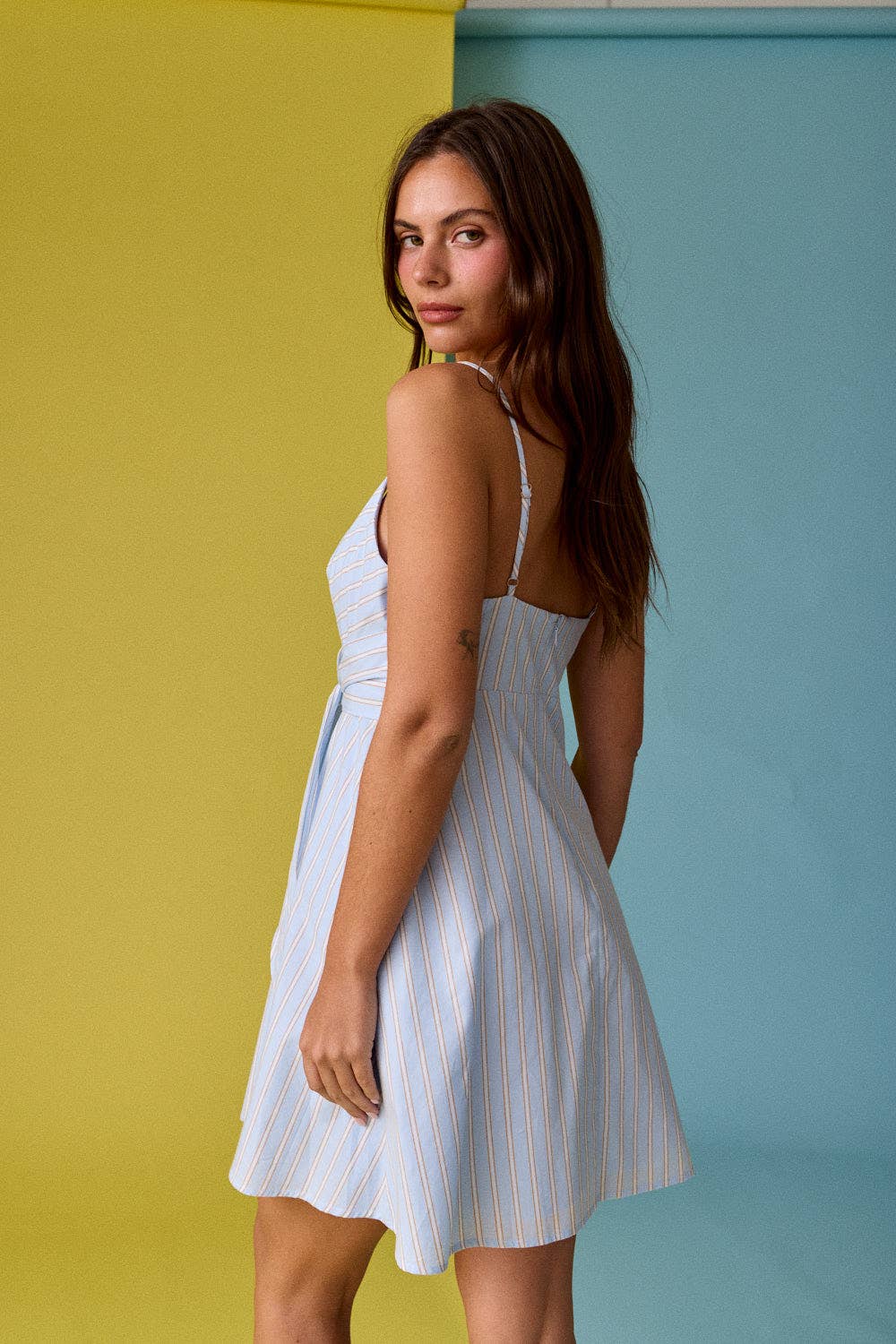 Striped Tie Back Mini Dress