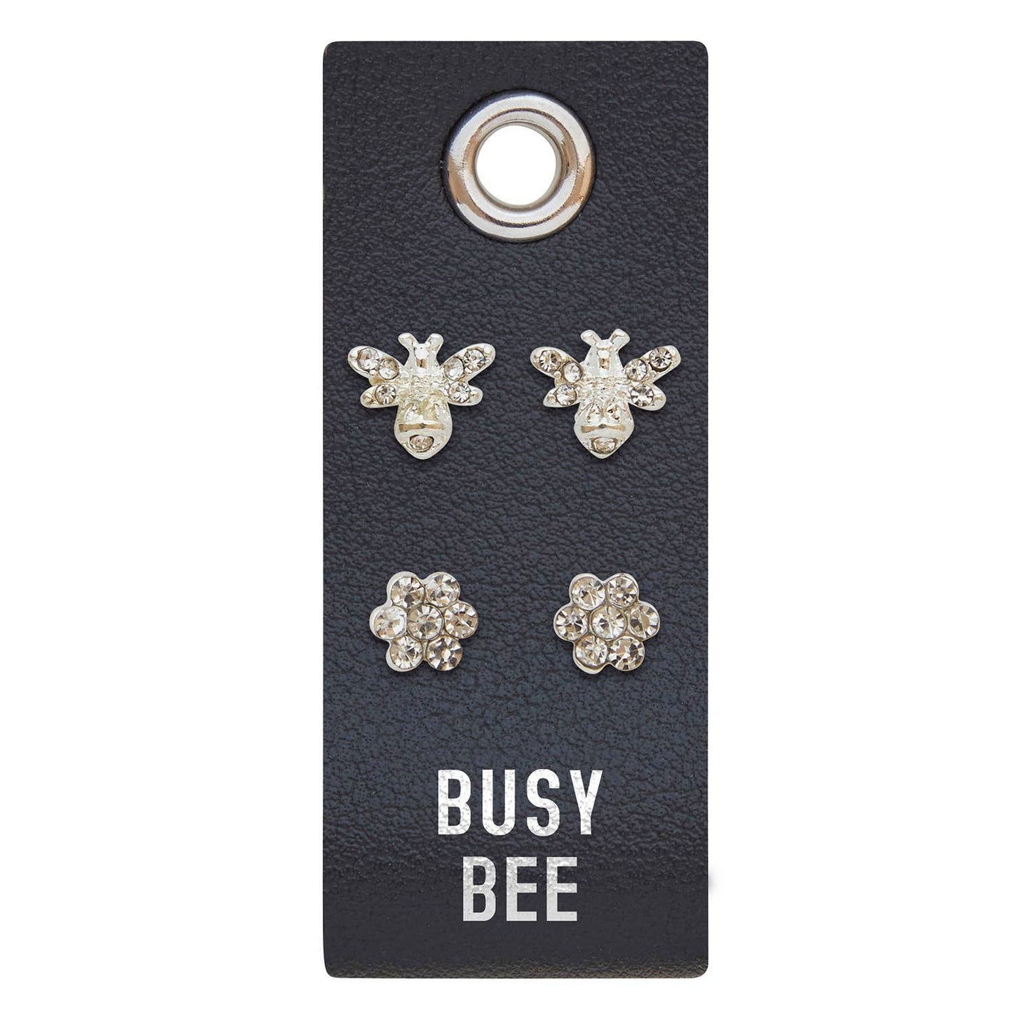 Two Sets of Silver Stud Earrings - Busy Bee