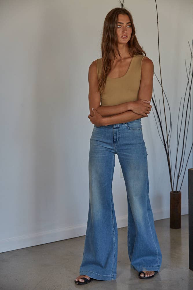 By Together - S1187N | Double Layered Seamless Top: Prussian Blue / ML