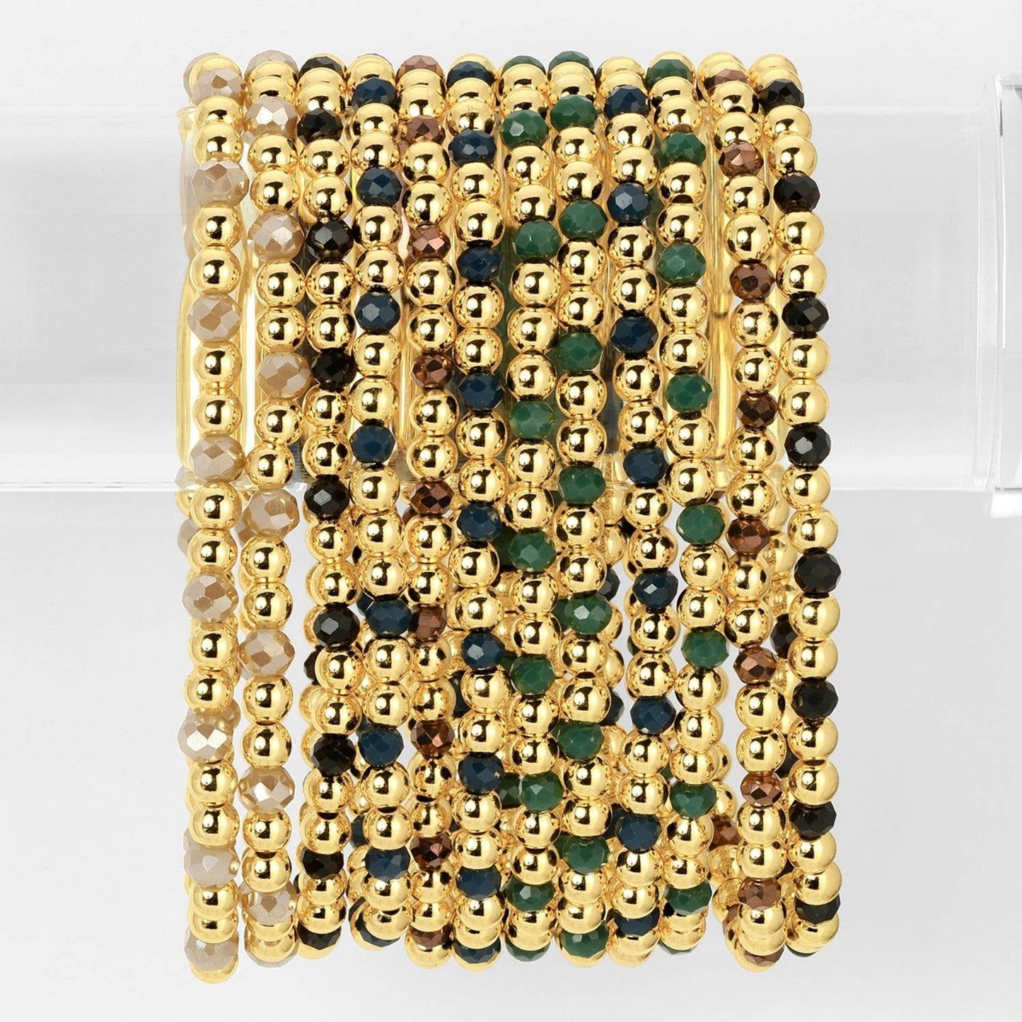 4mm Bead & Crystal Stretch Bracelet -Assorted: Brights
