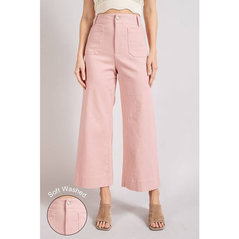 Soft washed wide leg pants: DUSTY PINK