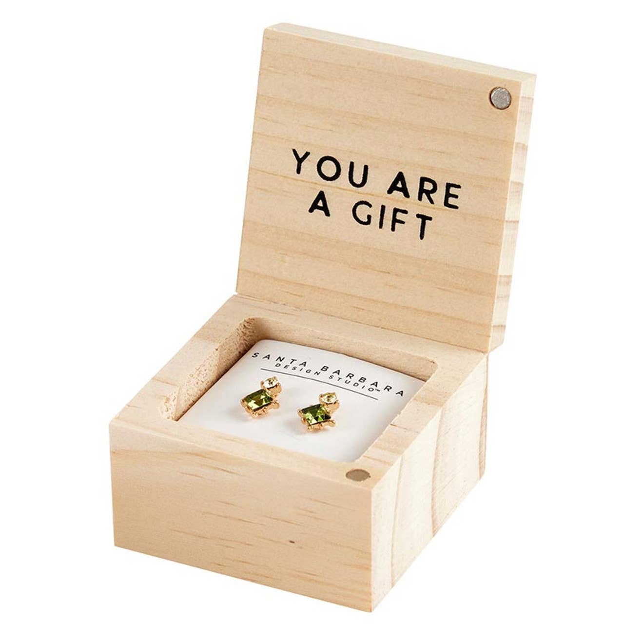 Christmas You are a Gift Treasure Box Earrings-Green Star
