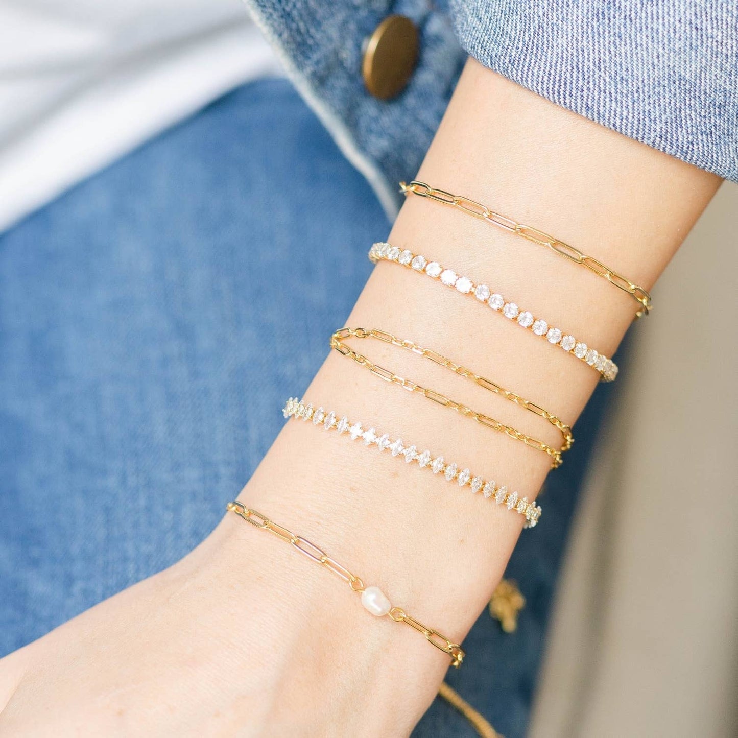 Pulley Tennis Bracelet: Gold