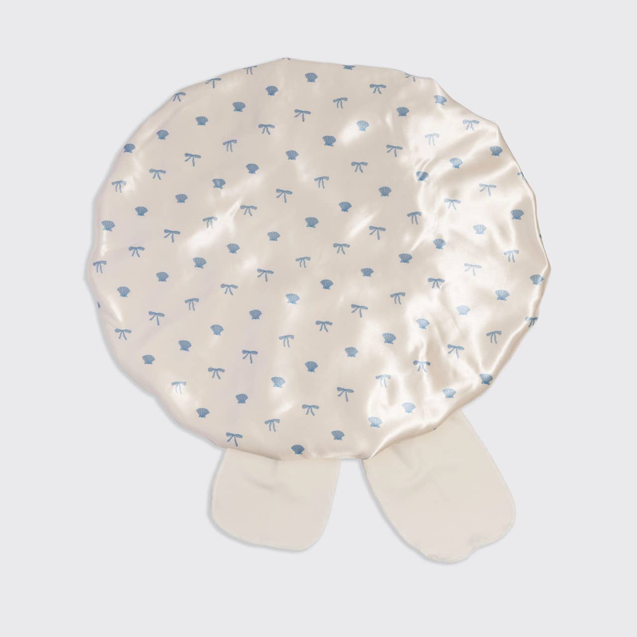 KITSCH - Oversized Satin Bonnet - Pearlized Cream & Coastal Blue Print