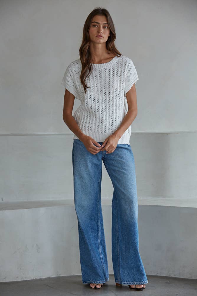 Crochet Short Sleeve Sweater