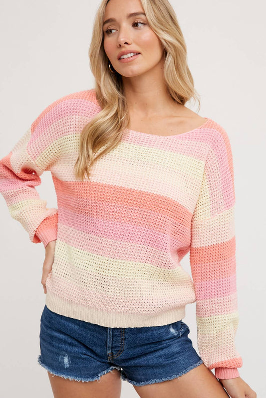 Color Block Pastel Knit Sweater