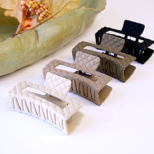 Rectangle Hair Neutral Diamond Claw Clips