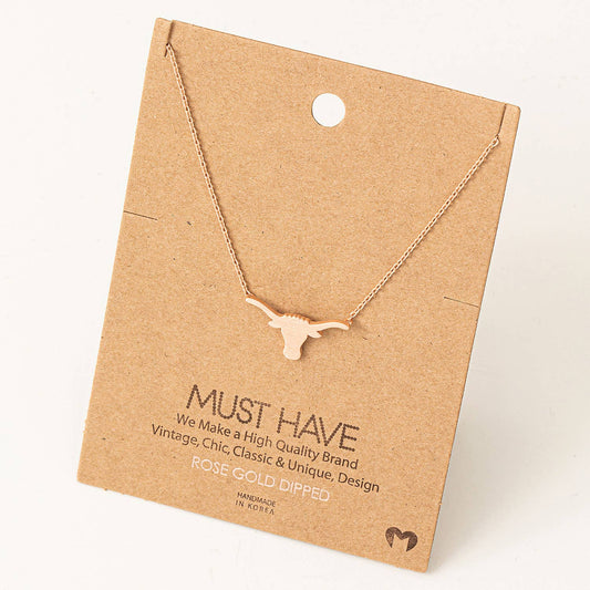 Dainty Bull Pendant Necklace Rose Gold