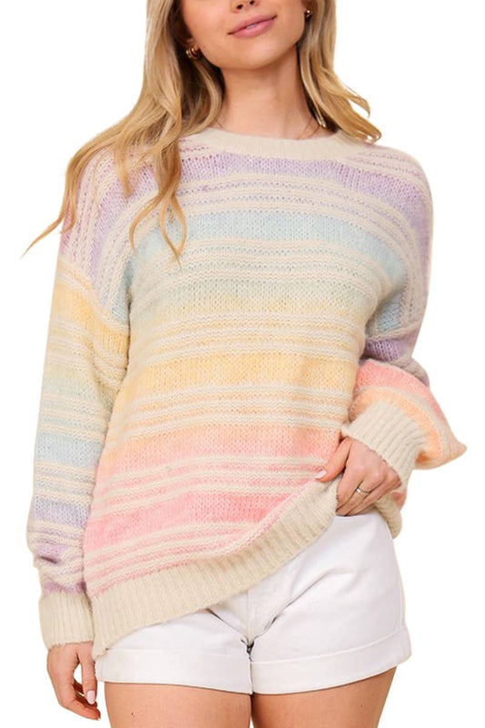 Rainbow Cable Knit Sweater