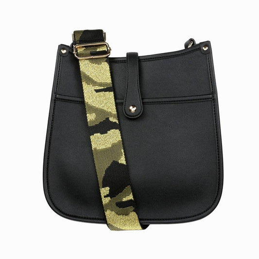 Crossbody Bag - Black with Camouflage Strap