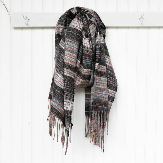 Chloe & Lex - Black and Grey Soft Striped Scarf