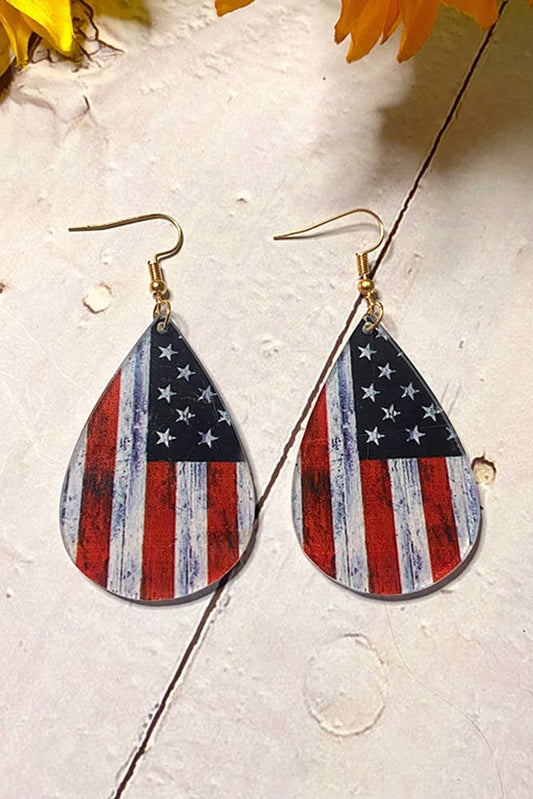 UNISHE - Independence Day American Flag Wood Earrings ZZKF1096