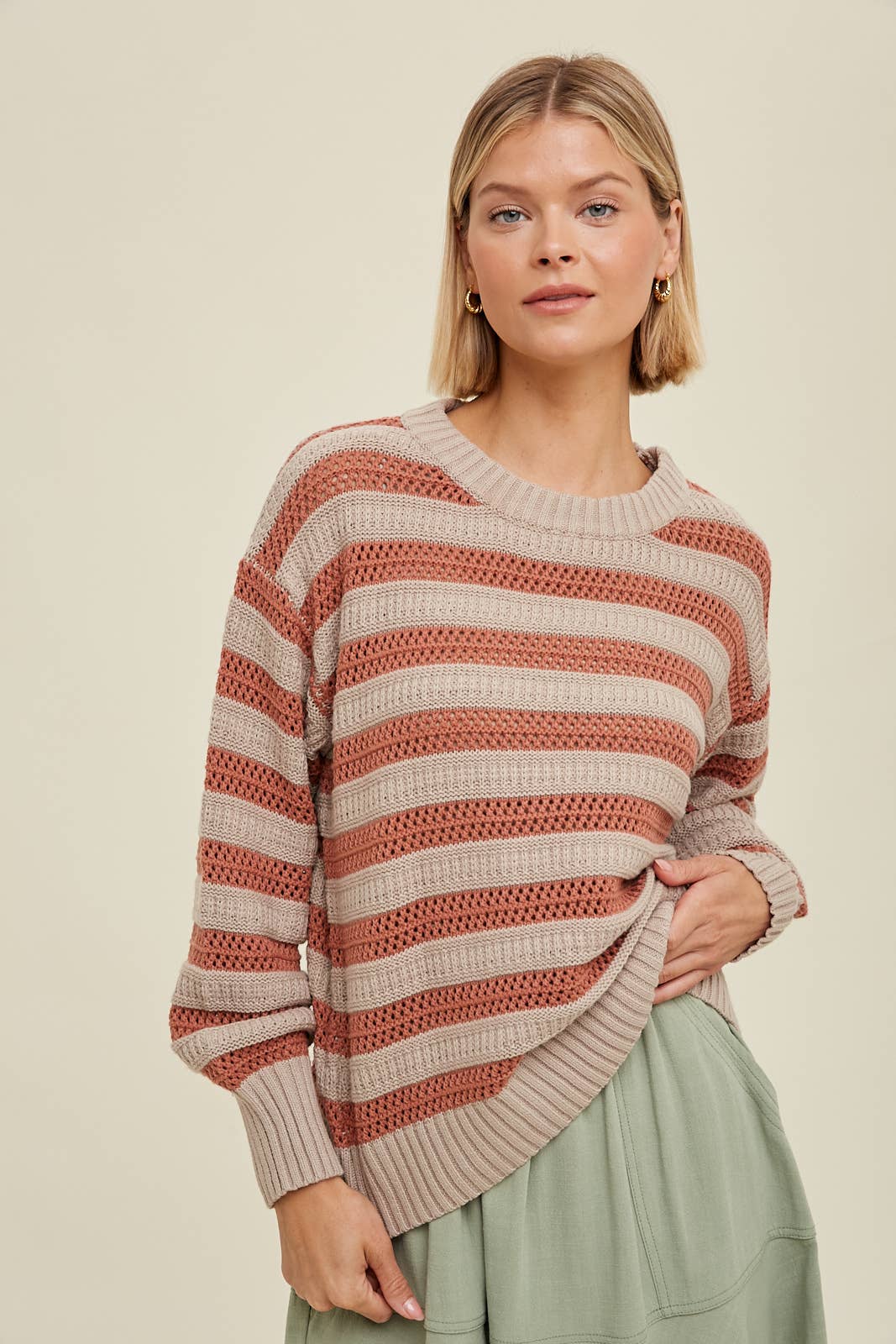 Rust and Beige Striped Sweater