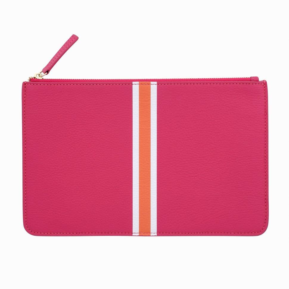 Leather Clutch -  Bright Pink