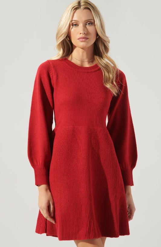 Rock the Bells Balloon Sleeve Sweater Dress