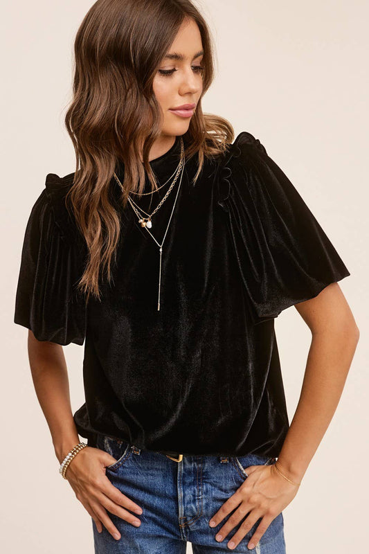 Velvety Puff Short Bell Sleeve Sweater