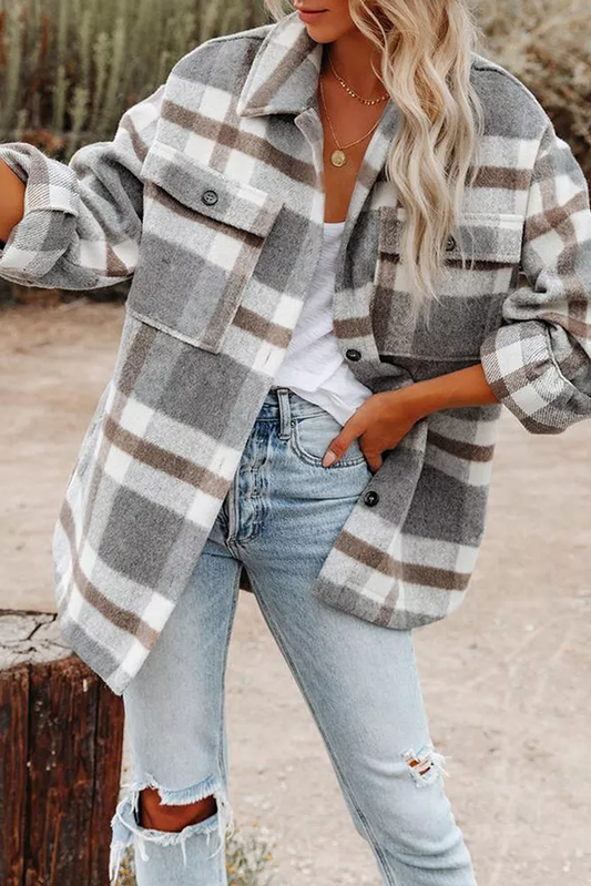 Plaid Flannel Shacket Jacket Women