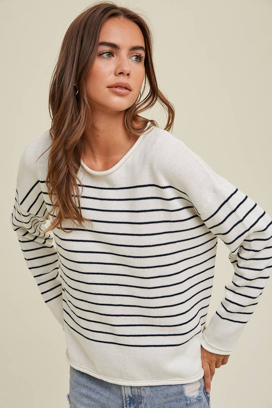 Striped Sweater Cream/Navy