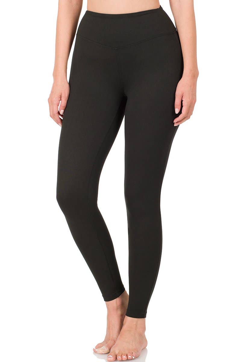 Brushed Microfiber Wide Waistband Leggings