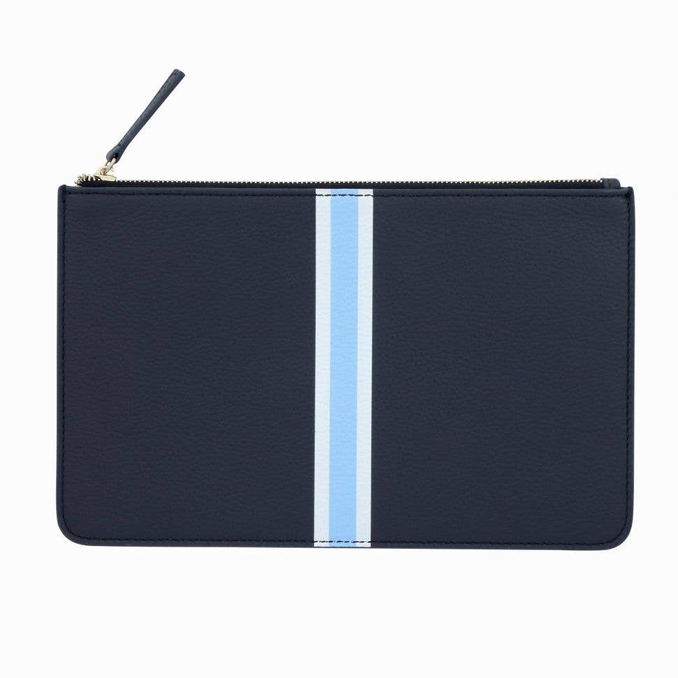 Leather Clutch - Navy